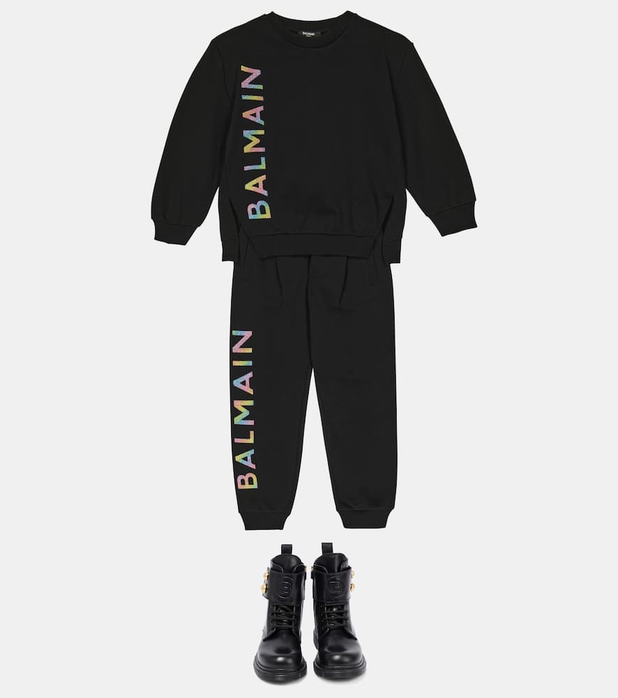 Balmain Logo Cotton Sweatshirt In Black