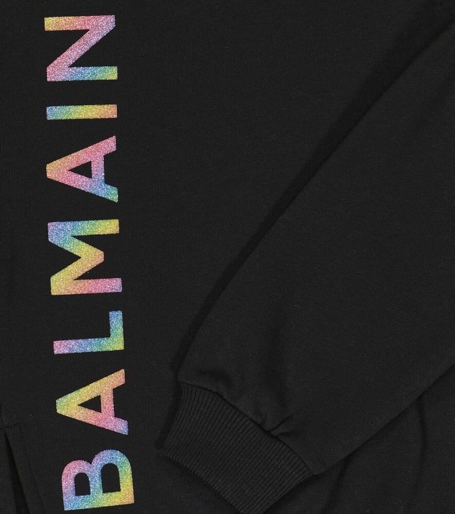 Balmain Logo Cotton Sweatshirt In Black