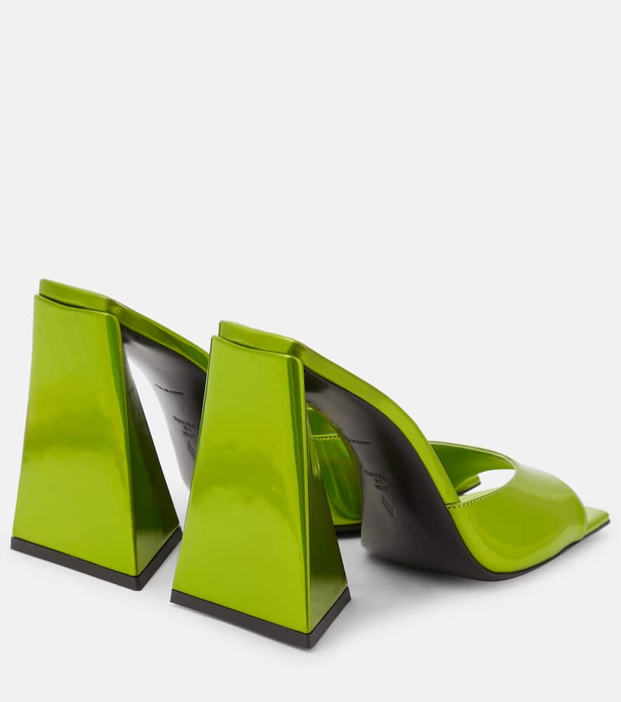 Shop Attico Devon Faux Leather Mules In Lime