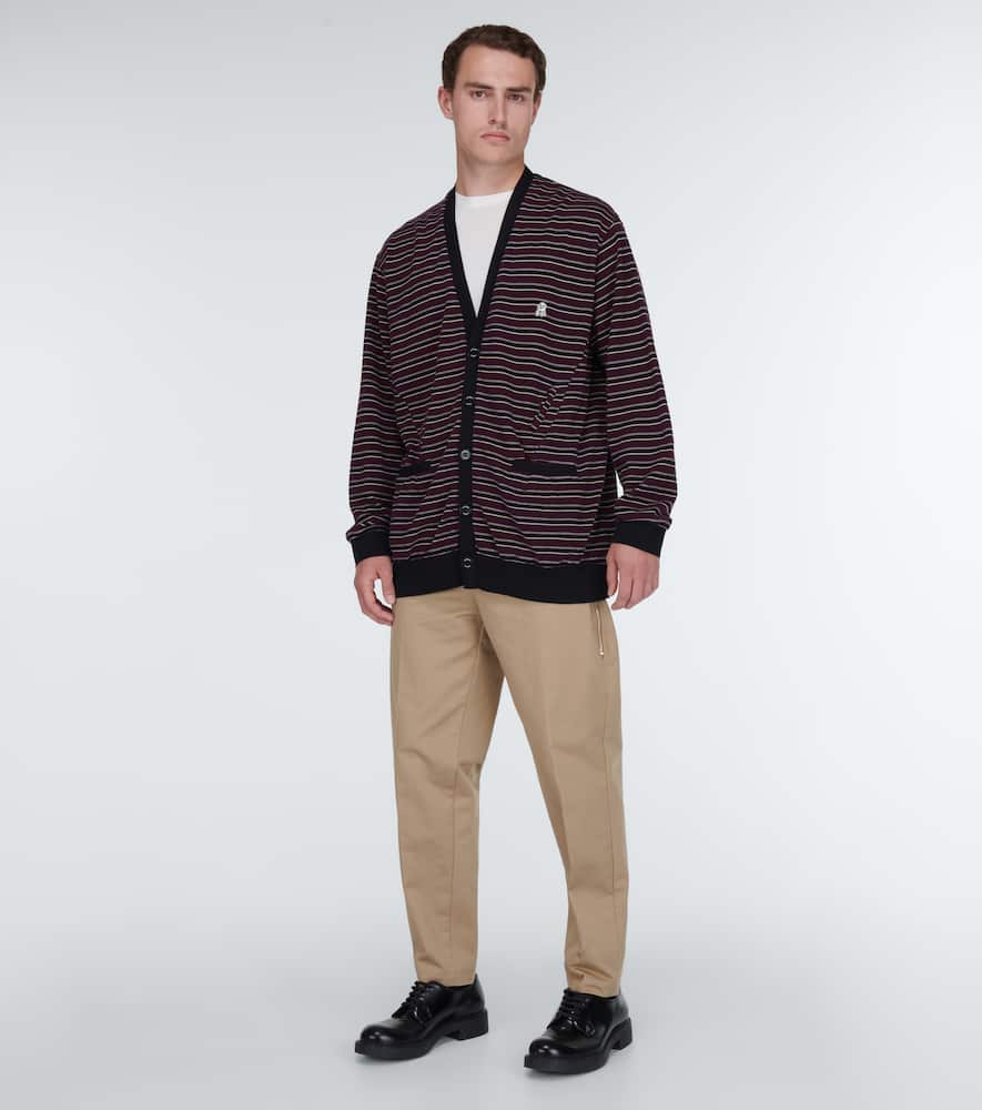 Undercover Striped Cotton Cardigan In Bordborder