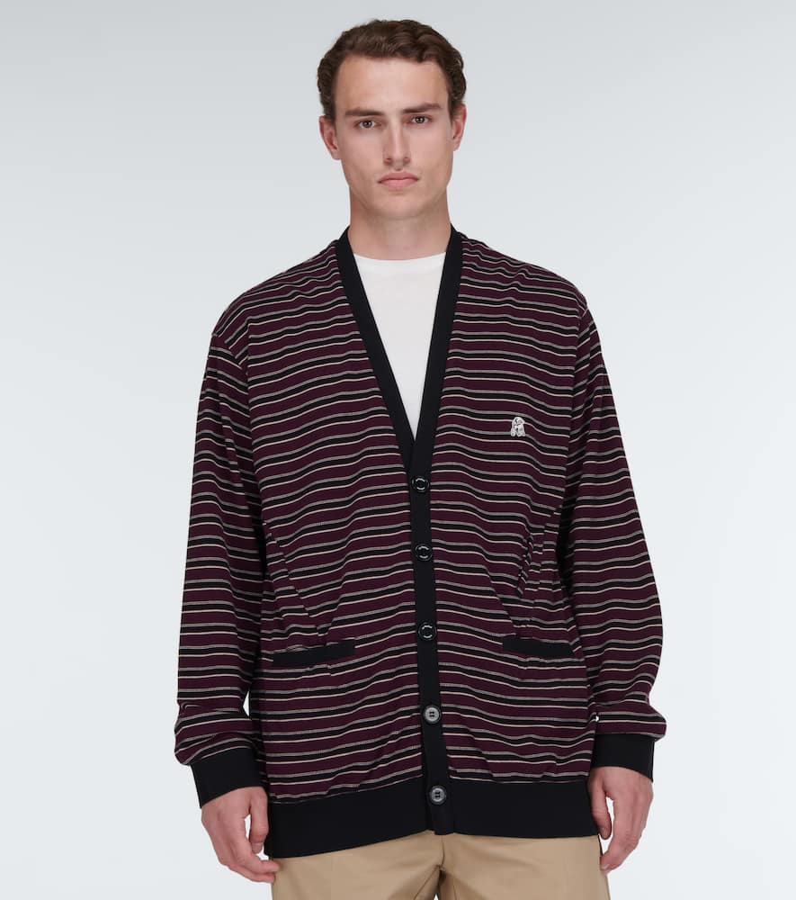 Shop Undercover Striped Cotton Cardigan In Bordborder