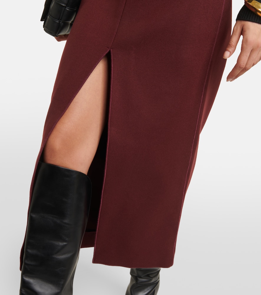  Patou Patou Front-slit Wool-blend Midi Skirt 