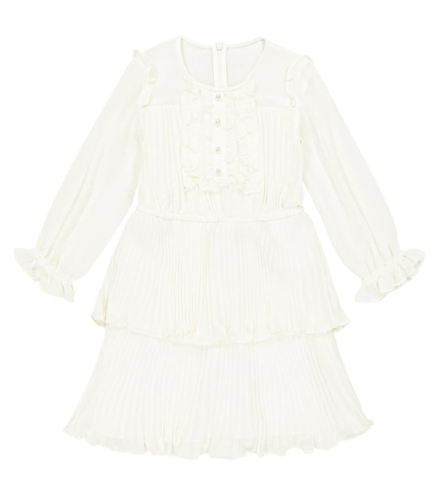 Self-Portrait Kids Pleated chiffon dress