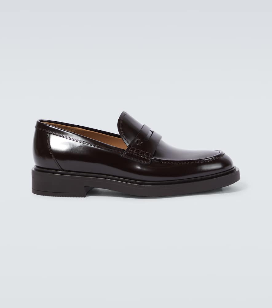 Shop Gianvito Rossi Harris Leather Penny Loafers In Brown