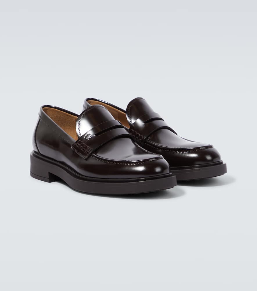 Shop Gianvito Rossi Harris Leather Penny Loafers In Brown