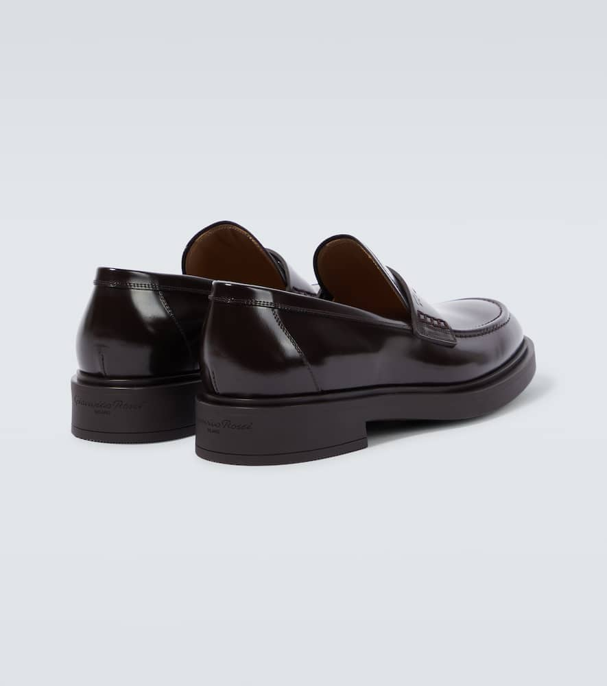 Shop Gianvito Rossi Harris Leather Penny Loafers In Brown