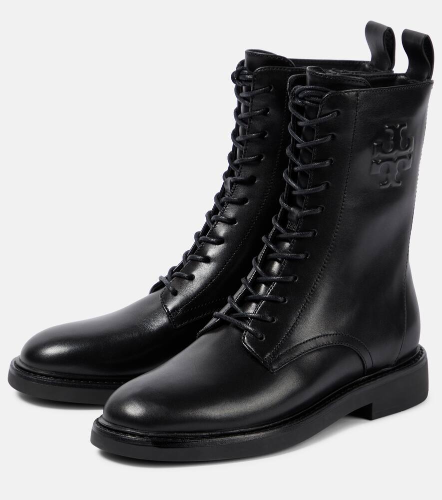 Shop Tory Burch Leather Combat Boots In Black