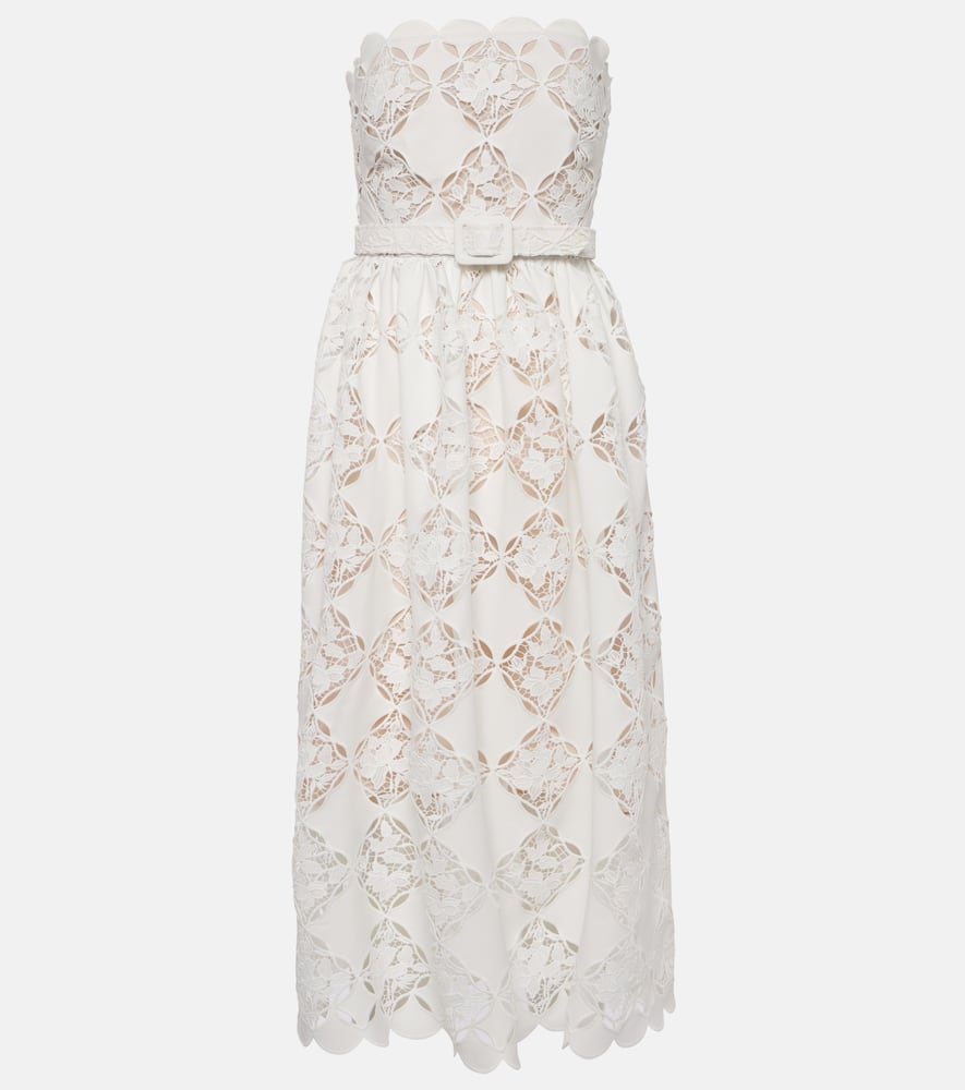 Oscar de la Renta Strapless guipure lace midi dress