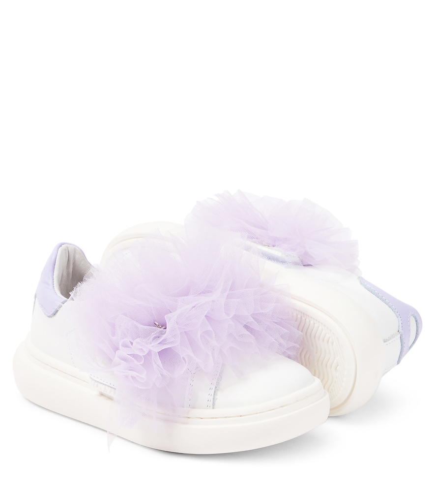  Monnalisa Monnalisa Appliquã© Leather And Tulle Sneakers 