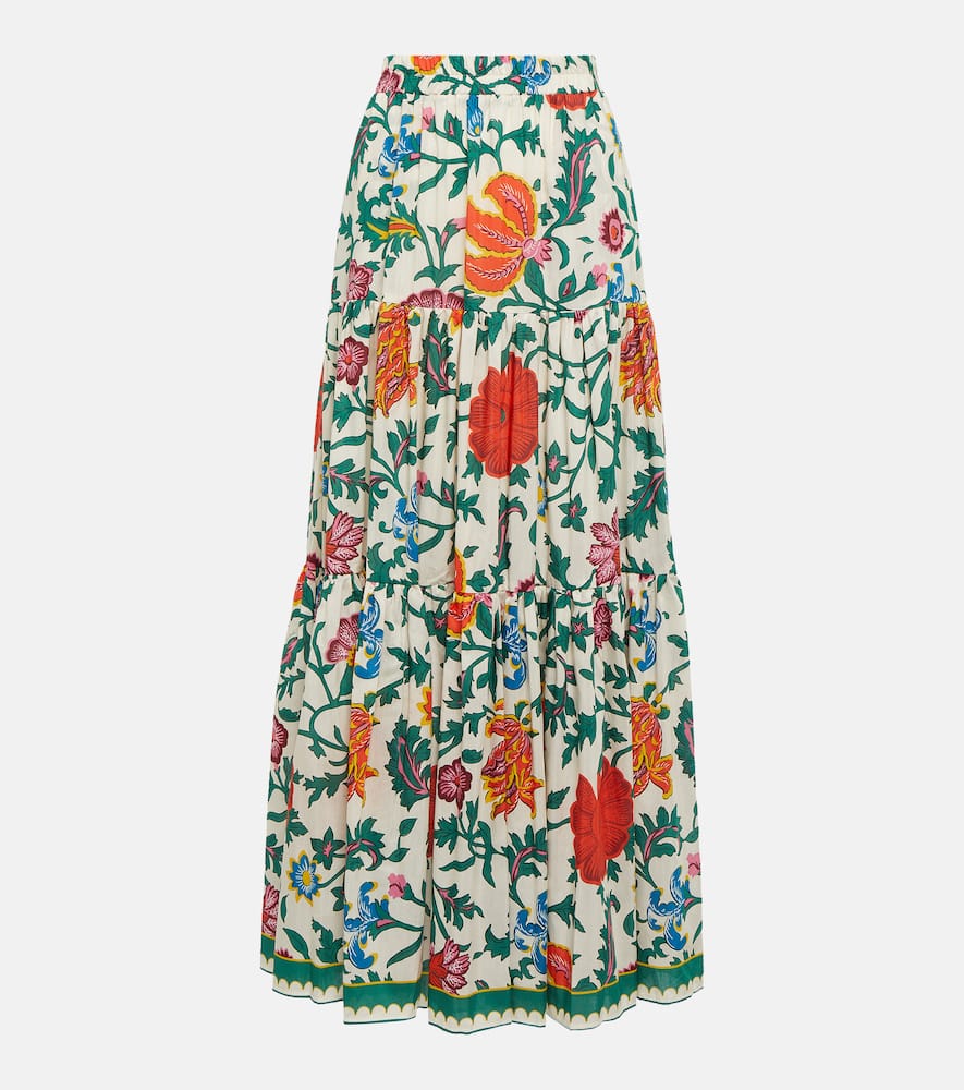 Big tiered cotton and silk maxi skirt