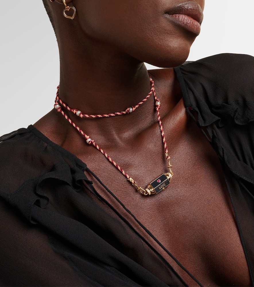 Marie Lichtenberg Love Is Blind 18kt Gold Locket Necklace With Gemstones In Pink
