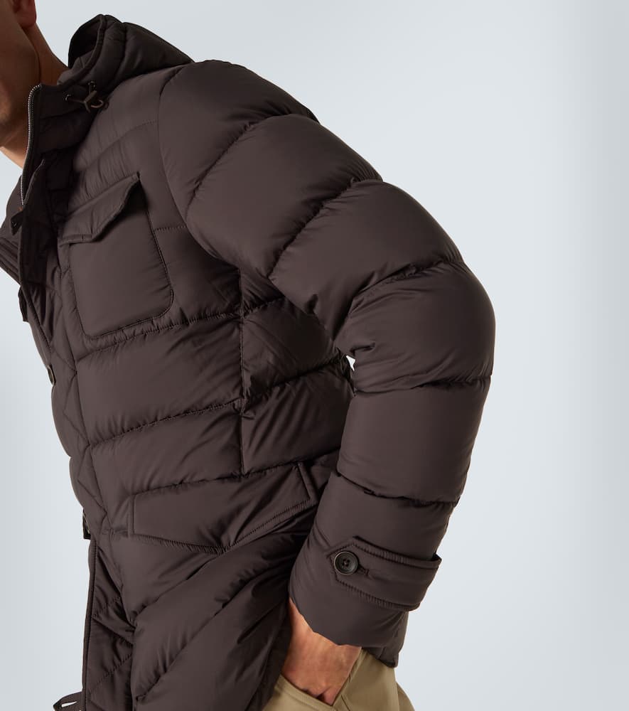 Herno Long-sleeved Hooded Down Jacket In Brown