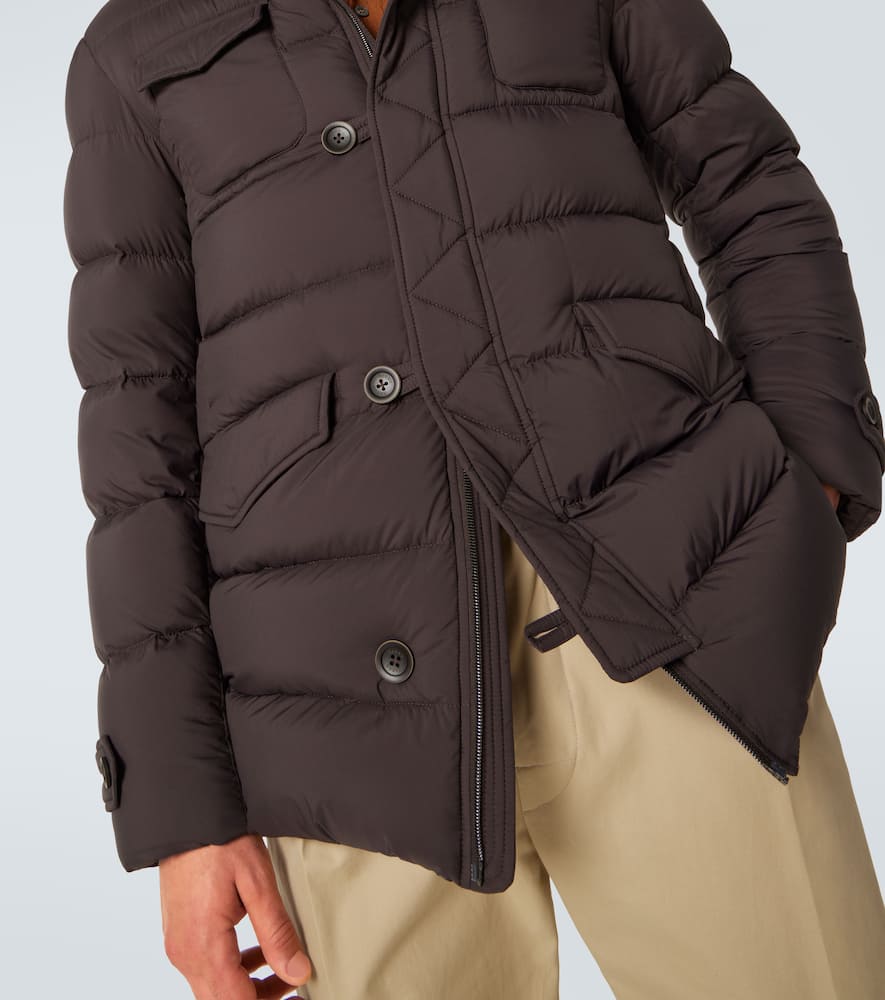 Herno Long-sleeved Hooded Down Jacket In Brown
