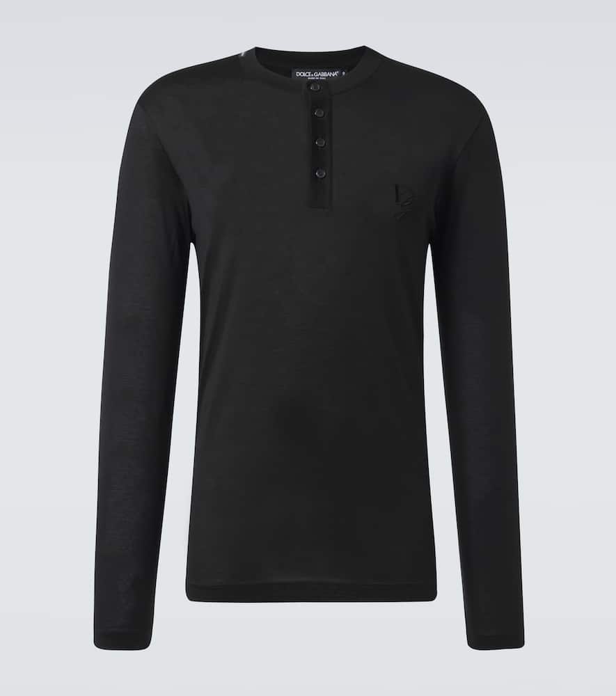 Dolce & Gabbana Silk Embroidered Logo T-shirt In Black