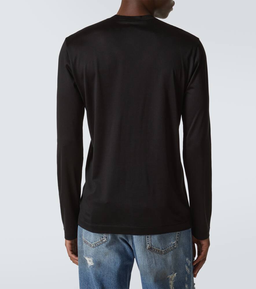 Dolce & Gabbana Silk Embroidered Logo T-shirt In Black