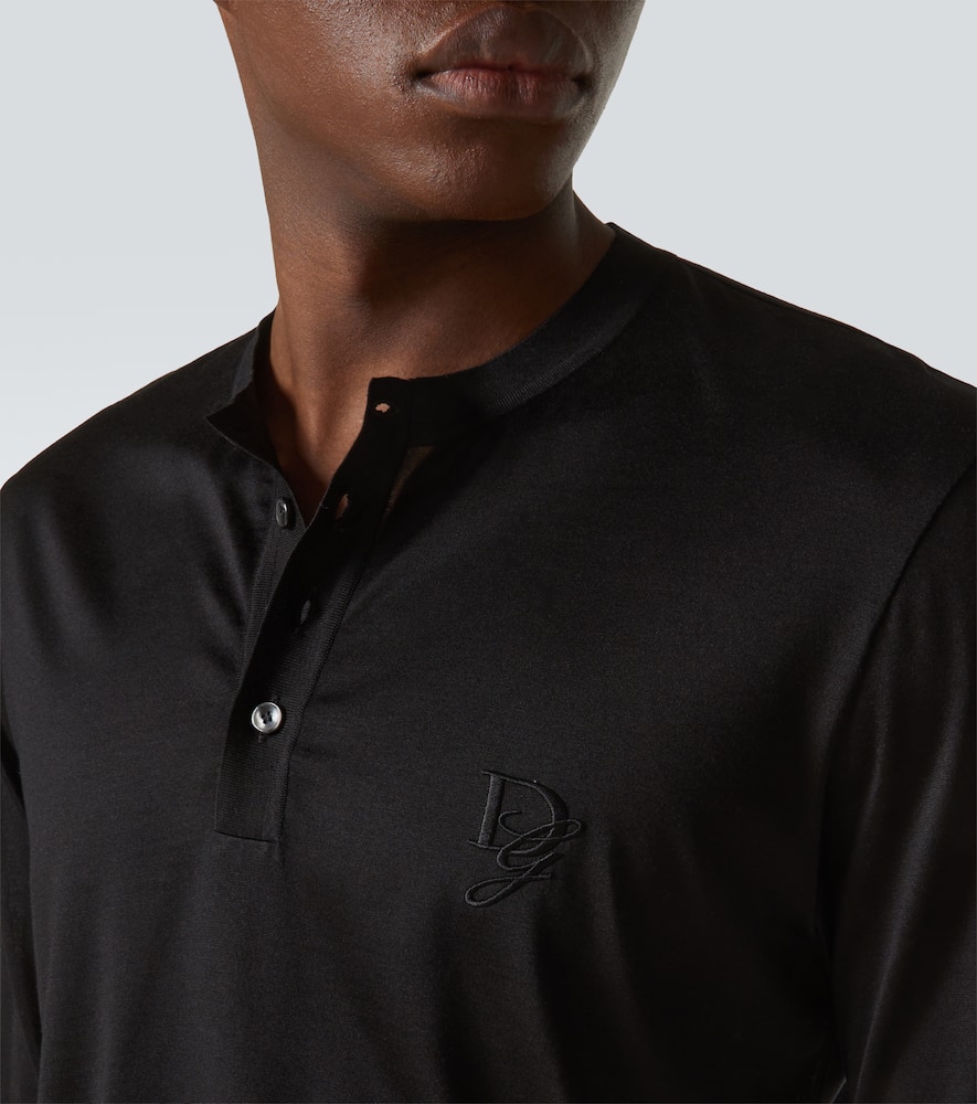 Dolce & Gabbana Silk Embroidered Logo T-shirt In Black