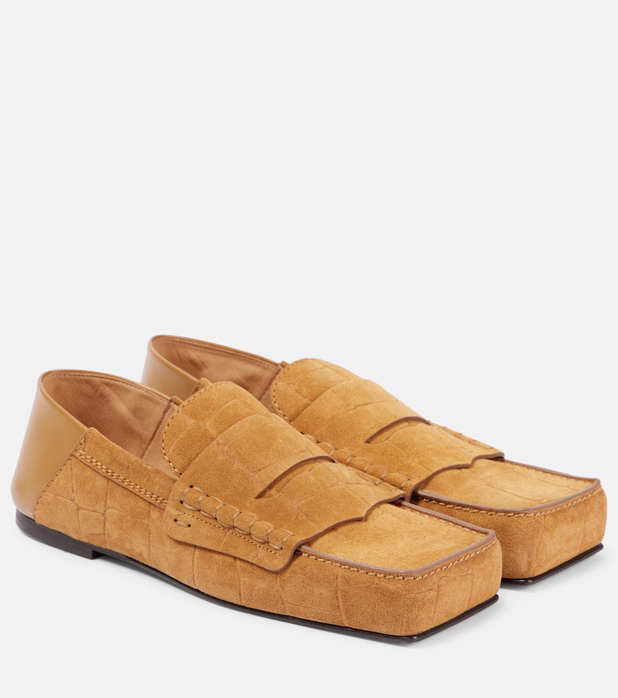 Carré croc-effect suede penny loafers