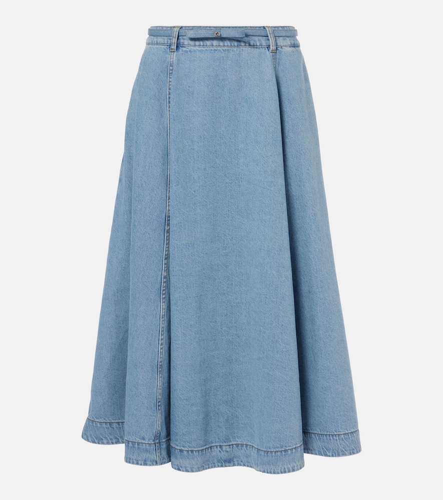 Zimmermann Crush Denim Full flared midi skirt