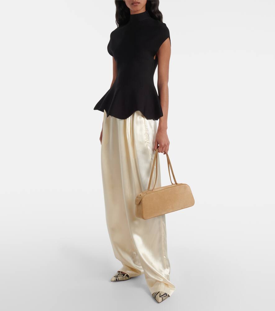 Khaite Simona Suede Shoulder Bag In Beige