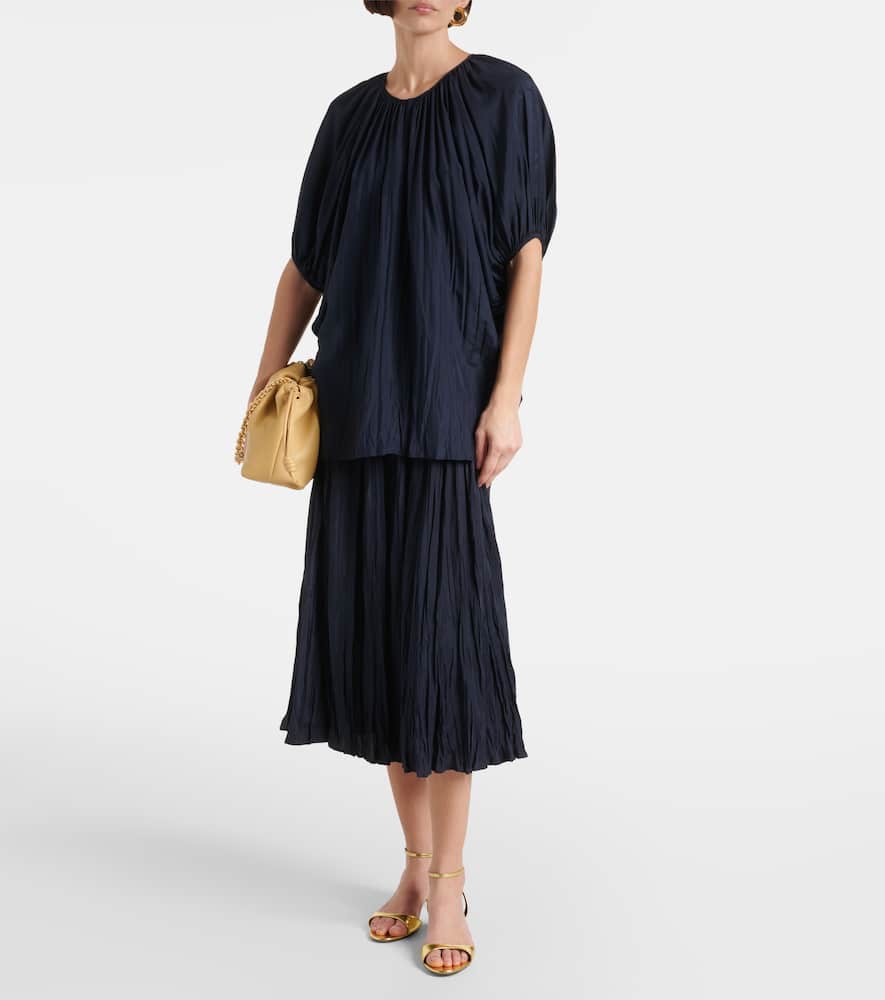 Joseph Sully Silk Midi Skirt In Blue