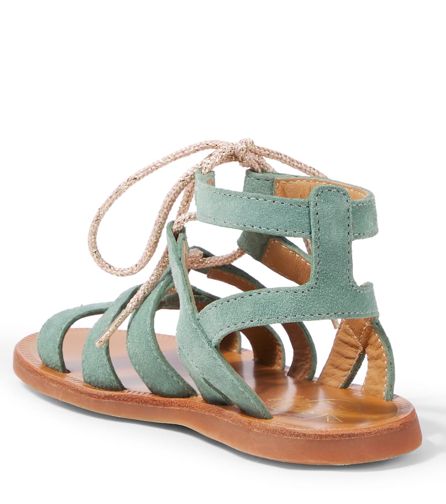 Pom D'api Plagette Guily Suede Sandals In Green