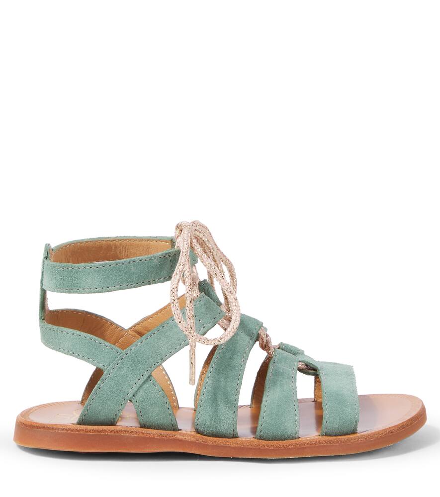 Pom D'api Plagette Guily Suede Sandals In Green