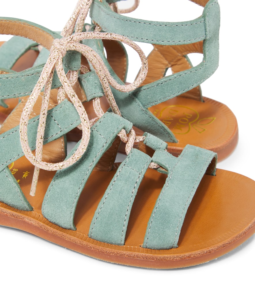 Pom D'api Plagette Guily Suede Sandals In Green
