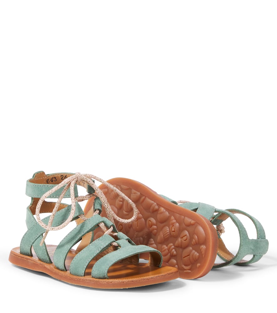 Pom D'api Plagette Guily Suede Sandals In Green