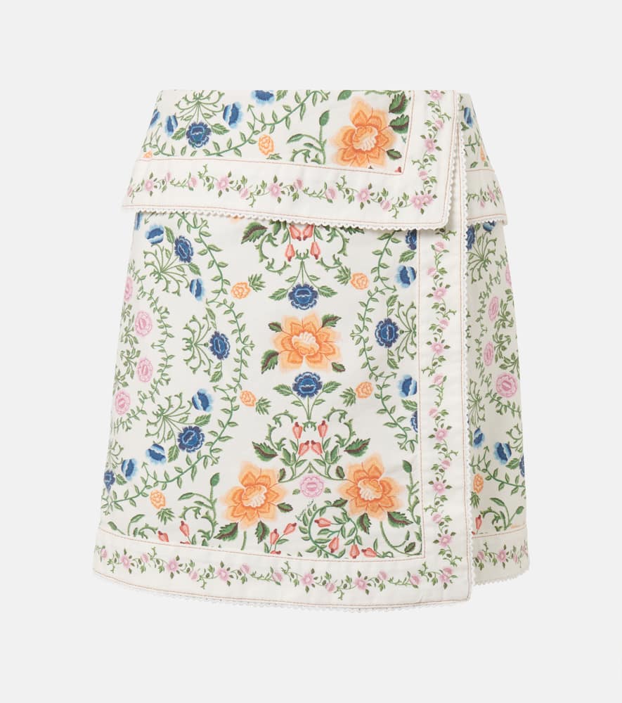 Farm Rio Folk Floral cotton miniskirt