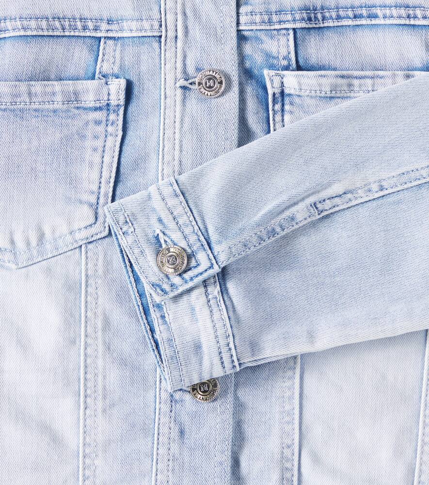 Monnalisa Distressed Patch-appliqué Denim Jacket In Blue