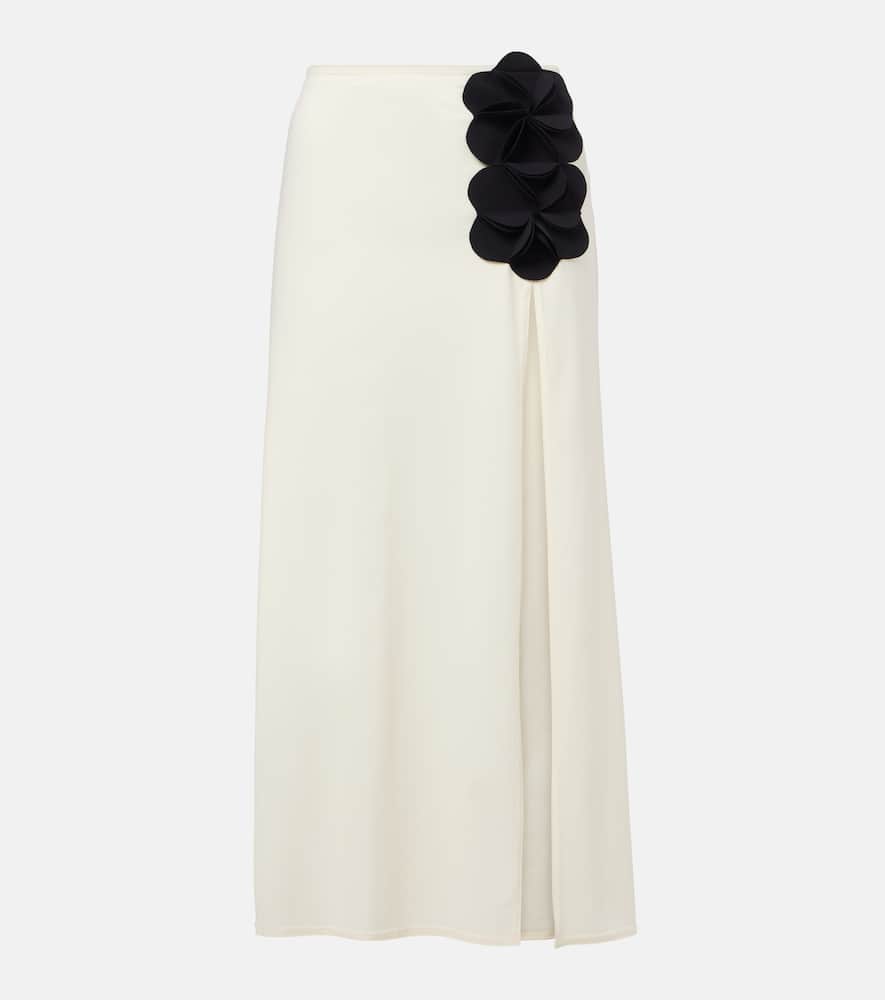 Tess floral-appliqué midi skirt