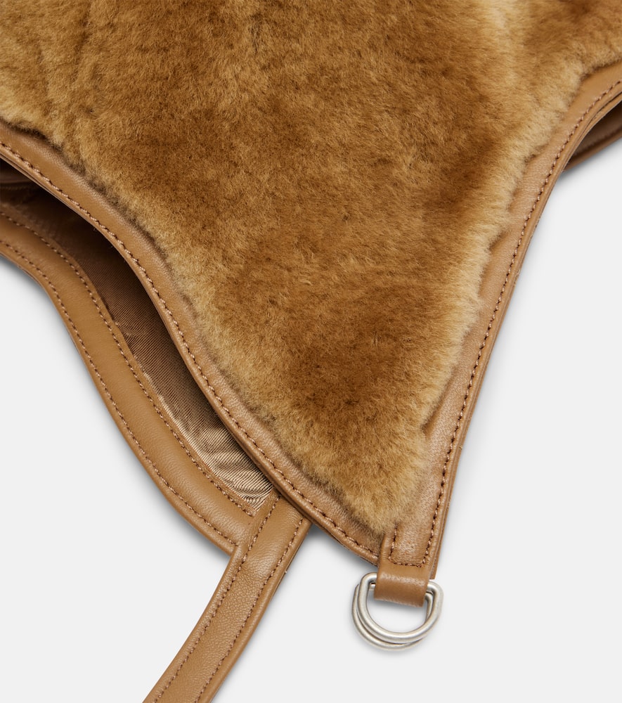 Acne Studios Belmer Leather-trimmed Shearling Hat In Brown
