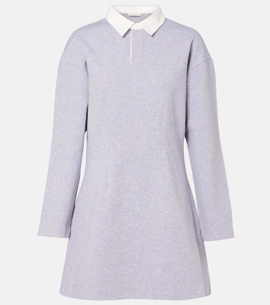 Jw Anderson Mens Mid Grey Melange Regular-fit Long-sleeve Stretch-cotton Blend Midi Polo Dress In Gray