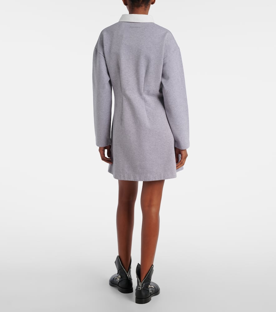 Jw Anderson Mens Mid Grey Melange Regular-fit Long-sleeve Stretch-cotton Blend Midi Polo Dress In Gray