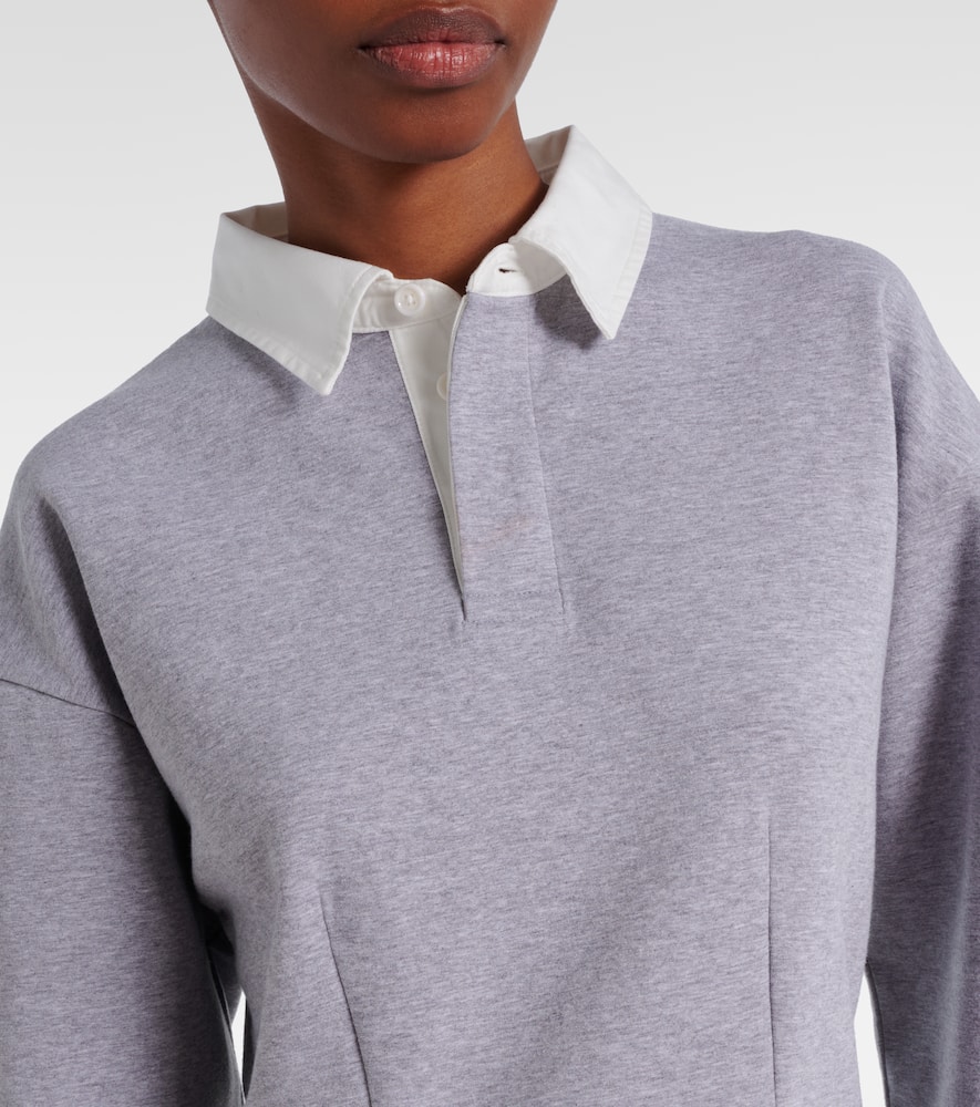 Jw Anderson Mens Mid Grey Melange Regular-fit Long-sleeve Stretch-cotton Blend Midi Polo Dress In Gray