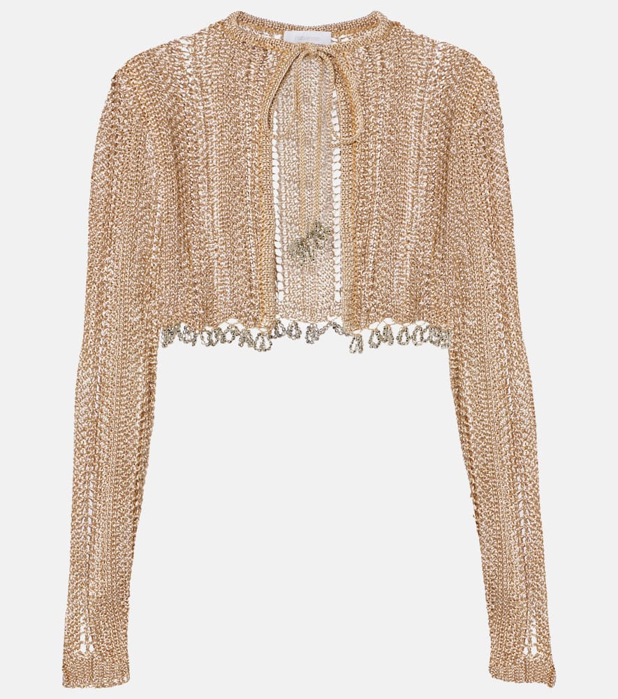 Crochet embellished cropped cardigan