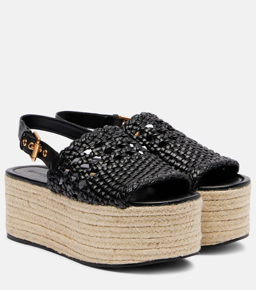 Woven leather espadrille sandals