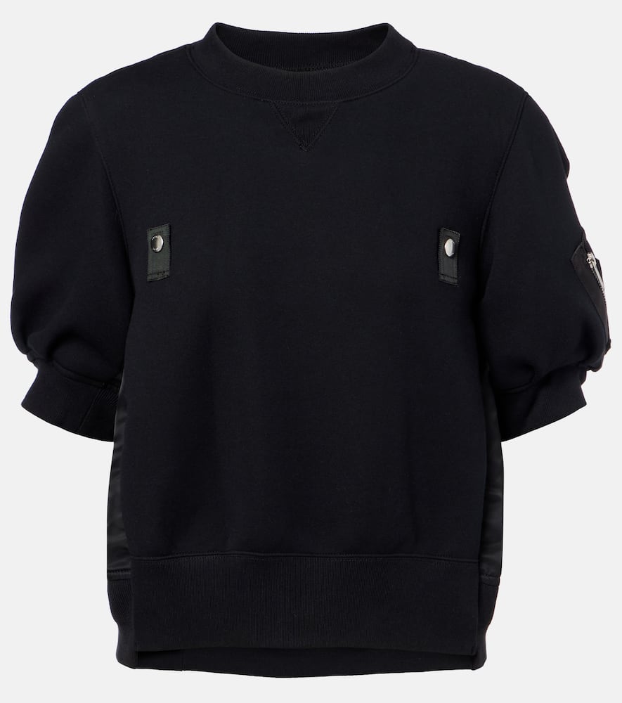 Sacai Black Sponge X Nylon Twill Sweatshirt In Black