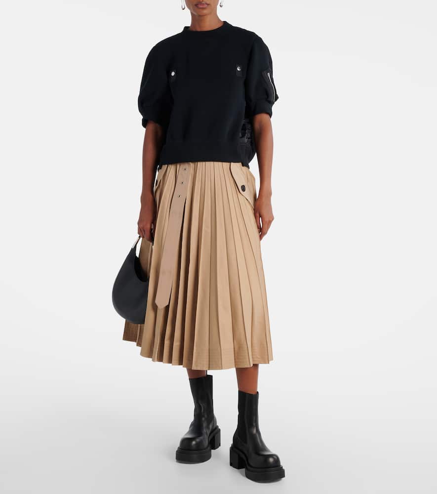 Sacai Black Sponge X Nylon Twill Sweatshirt In Black
