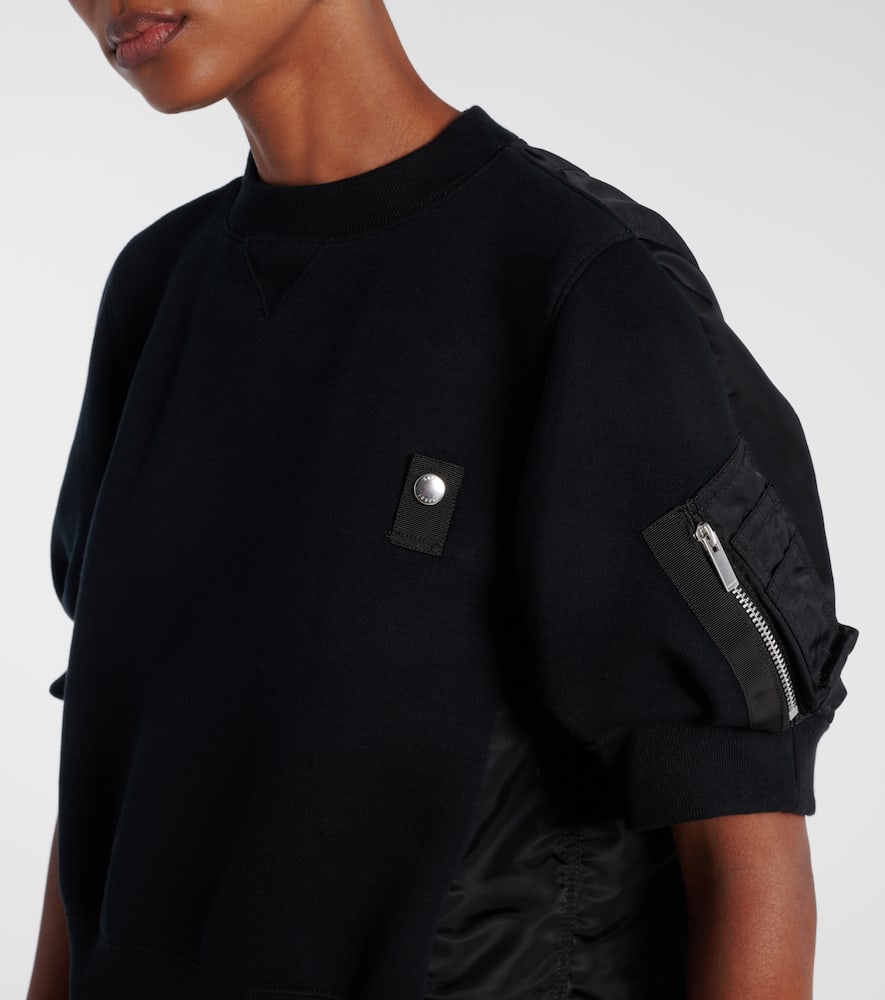 Sacai Black Sponge X Nylon Twill Sweatshirt In Black
