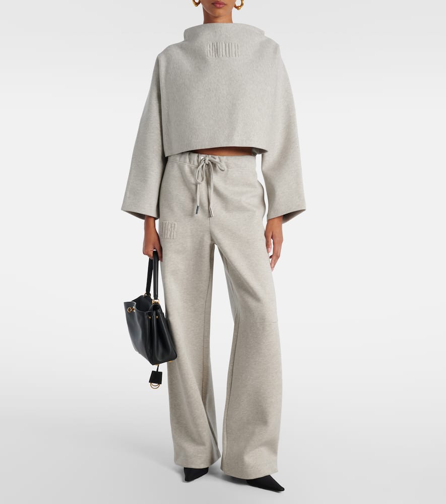 Jean Paul Gaultier Embossed Logo Cotton Sweatpants In Gray