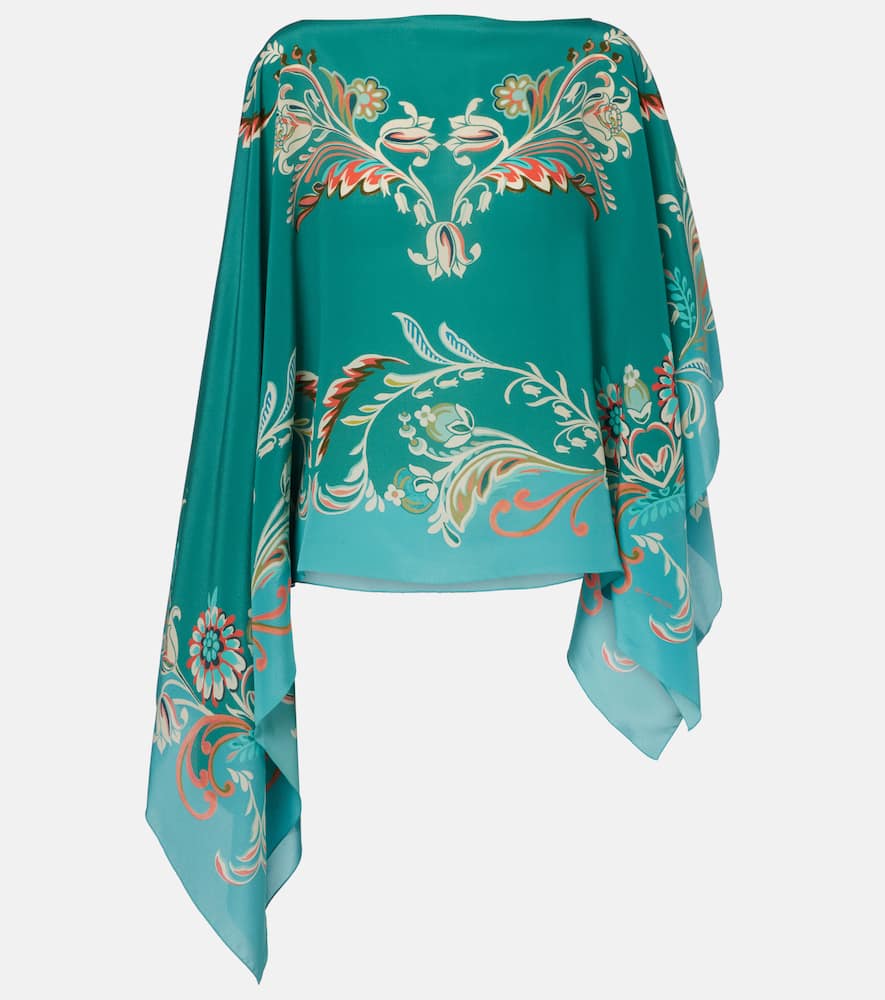 Draped silk crêpe de chine top