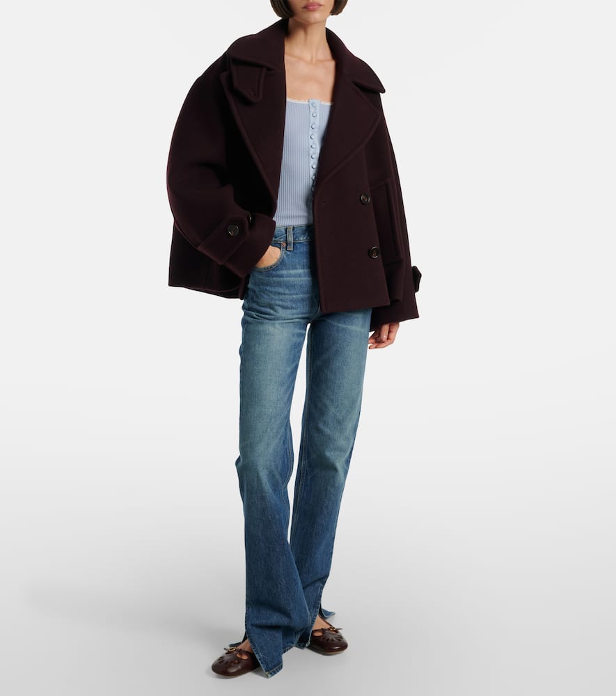 Chloé Lace-trimmed Ribbed-knit Cotton Cardigan In Blue