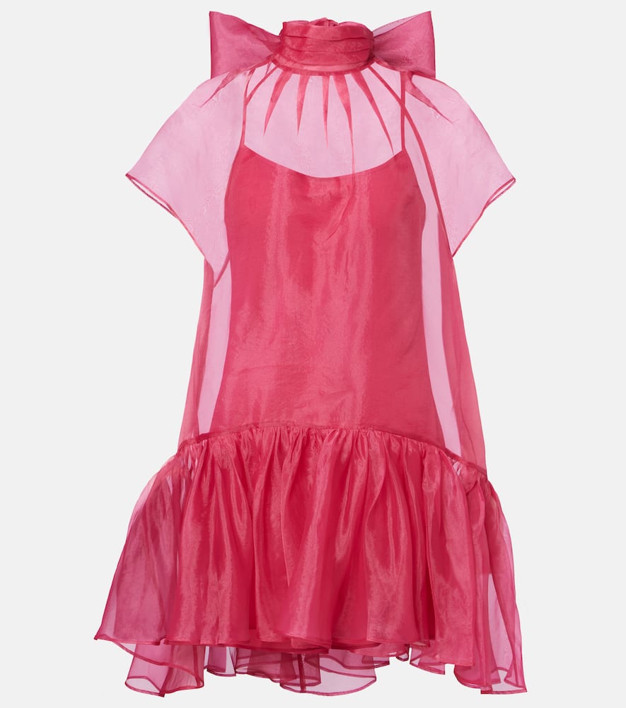 Simkhai Beaux Bow-detail Organza Minidress In Pink