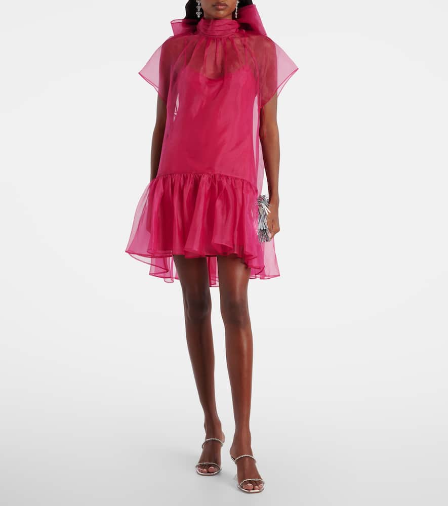 Simkhai Beaux Bow-detail Organza Minidress In Pink
