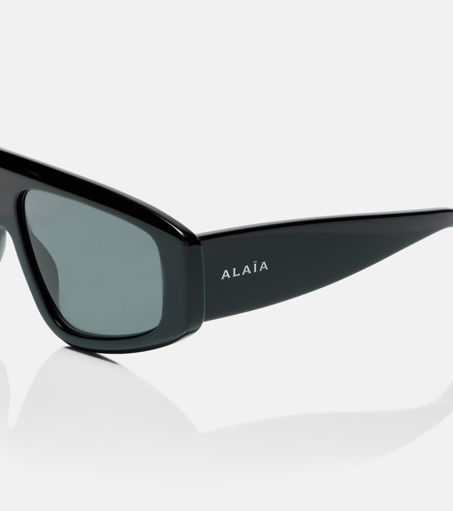 Alaïa Rectangular Frame Sunglasses Dark Lenses In Black