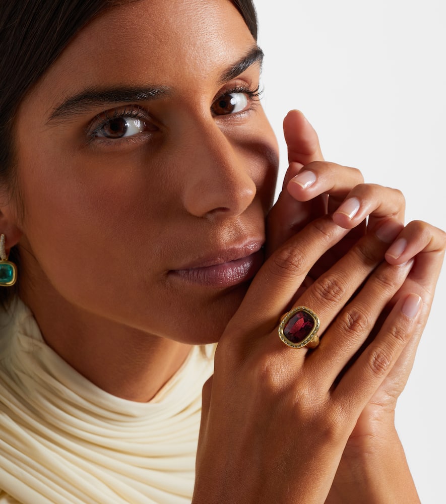 Octavia Elizabeth Mirage 18kt Gold Ring With Rubellite And Diamonds In Gold