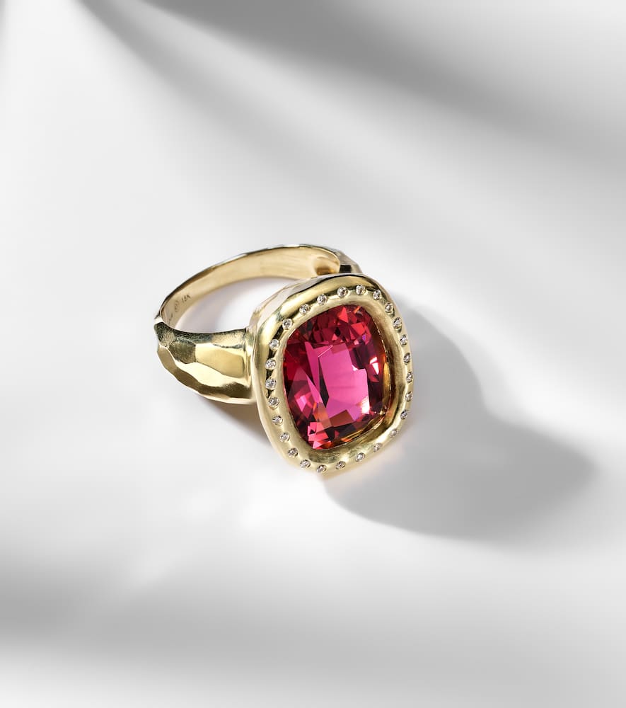 Octavia Elizabeth Mirage 18kt Gold Ring With Rubellite And Diamonds In Gold