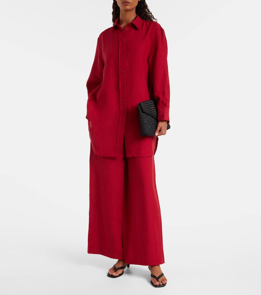 Eres Select Linen Wide-leg Pants In Red