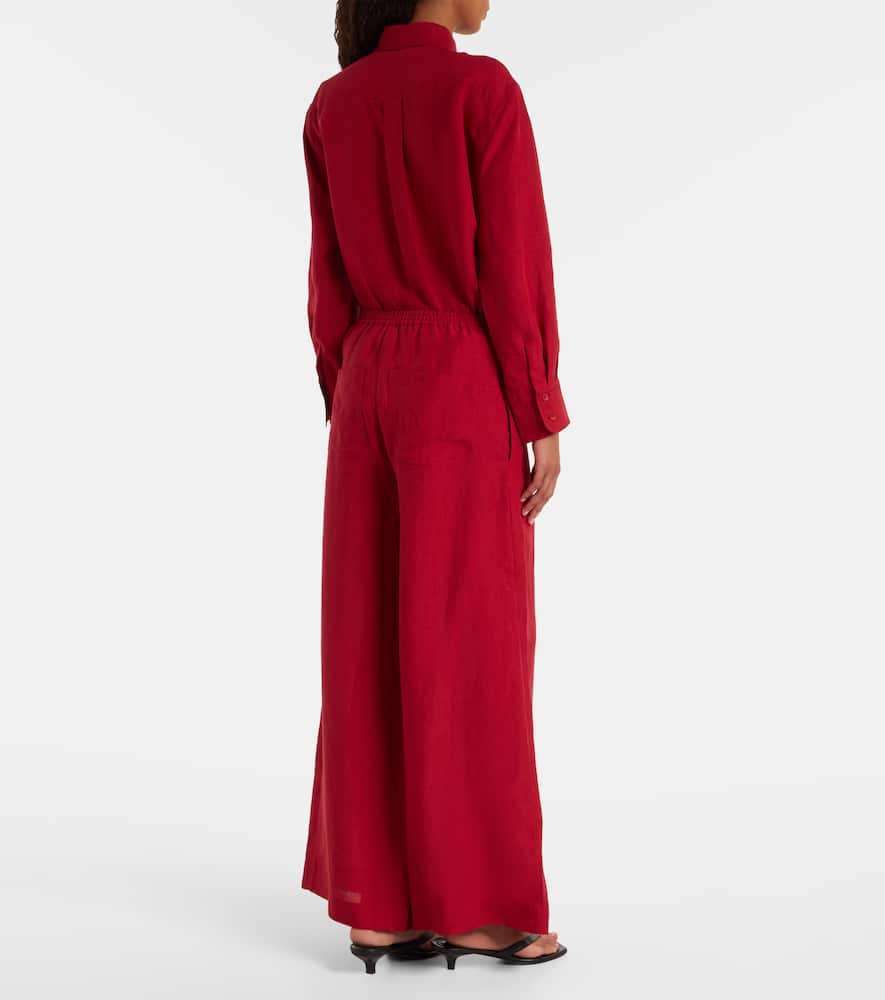 Eres Select Linen Wide-leg Pants In Red